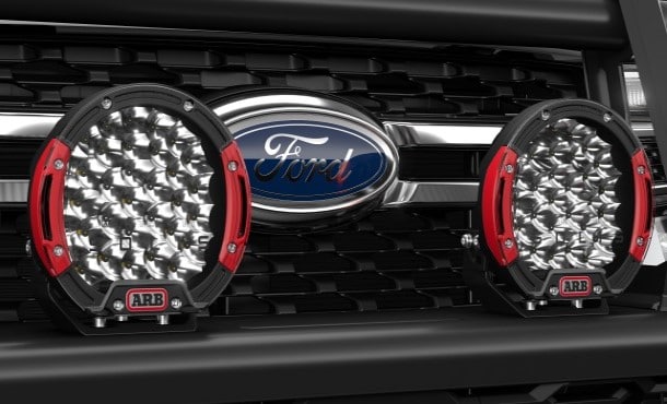 Ford Ranger with ARB driving lights close up
